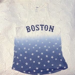 Victoria’s Secret Pink Boston White Blue Ombré Tank with Stars XS Red Sox